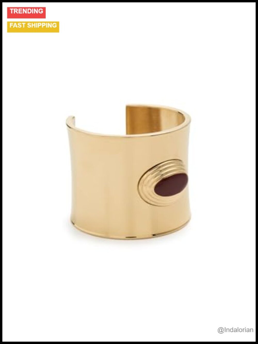 Matilda Cuff Bracelet Enamel Accent 2in Wide Statement Jewelry